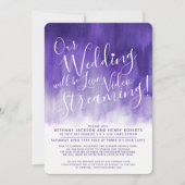 Lila ultraviolette Kunst live übertragen Hochzeit Einladung (Vorderseite)