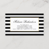 Lila ultravioletter Goldmit blumenrahmen Striped Visitenkarte (Rückseite)