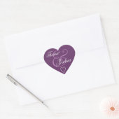 Lila Umschlag Aufkleber Hochzeitsherz V13 (Umschlag)
