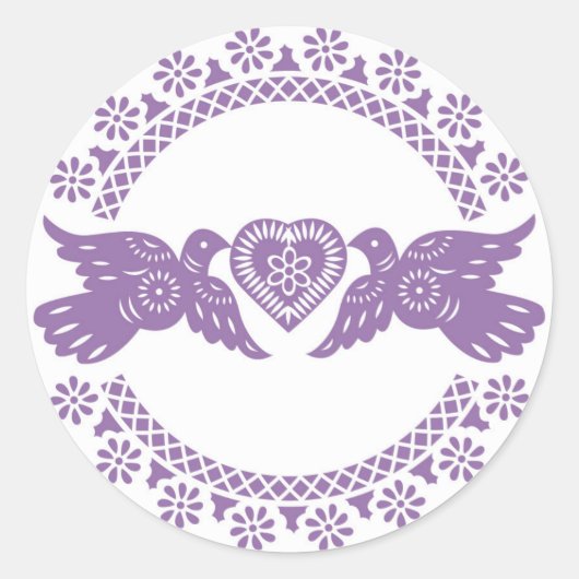 Lila Umschlag Aufkleber Lovebirds (Vorderseite)