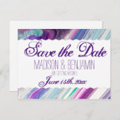 Lila und Aqua Abstrakte Hochzeit Sichern Sie das D Postkarte (Vorne/Hinten)