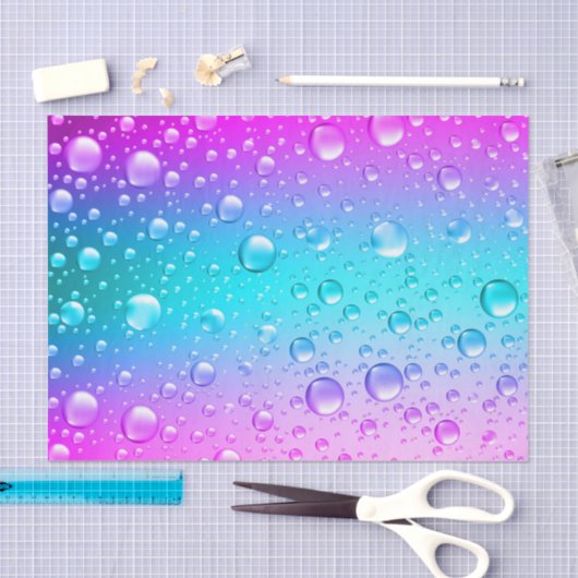 Lila und Aqua-blaue, strahlende Wassertropfen Seidenpapier (Handwerk)