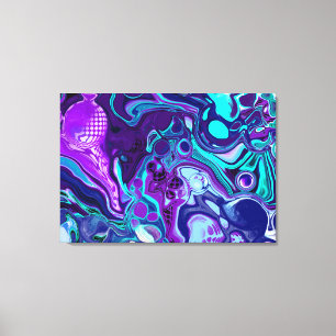 Lila und Aqua Blue Abstrakt Fluid Art Leinwanddruck