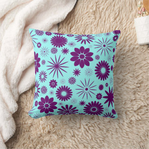 Lila und Aqua Blue Floral Jumbo Pillow Kissen