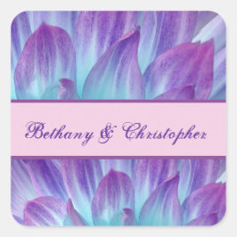 LILA und AQUA DAHLIA Wedding Collection 001 Quadratischer Aufkleber