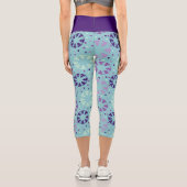 Lila und Aqua-Gemustertes Synchronschwimmen Capri Leggings (Rückseite)