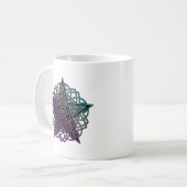 Lila und aqua-komplexes Pentagramm Kaffeetasse (Vorderseite Links)