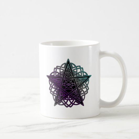 Lila und aqua-komplexes Pentagramm Kaffeetasse (Rechts)