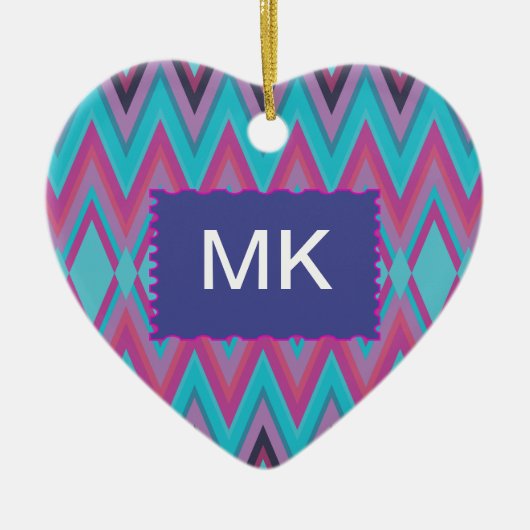 Lila und Aqua-Stämme Keramikornament (Vorne)