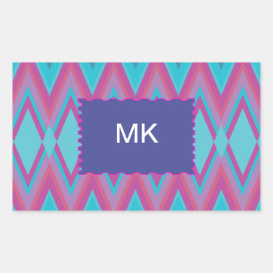 Lila und Aqua-Stämme Rechteckiger Aufkleber