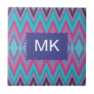 Lila und Aqua Stammes- Fliese