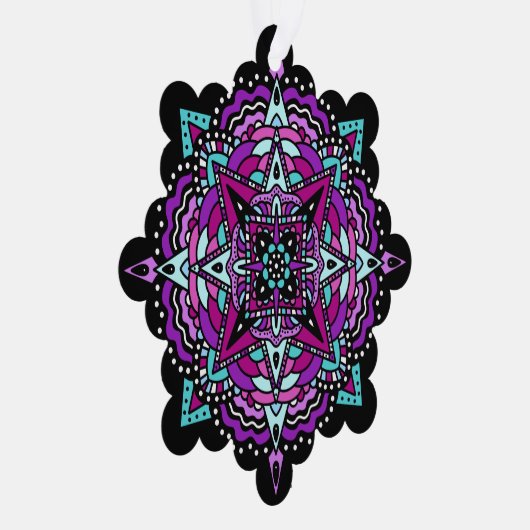 Lila und Aquamarin Mandala Weihnachten Ornament Karte (Rechts)