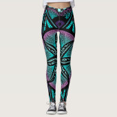 Lila und Aquamarin Ombré Mandala Blume Yoga Leggin Leggings (Vorderseite)