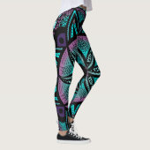 Lila und Aquamarin Ombré Mandala Blume Yoga Leggin Leggings (Rechts)