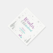 Lila und Aquamarin Winter Onederland 1. Geburtstag Serviette (Ecke)