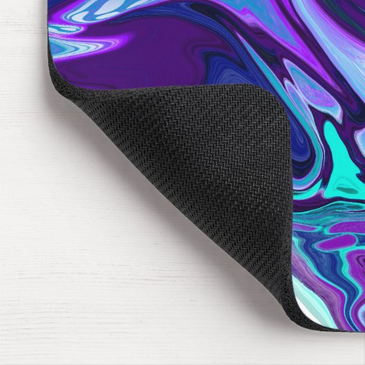 Lila und Aquamarine Abstrakte digitale Fluid Art Mousepad (Ecke)