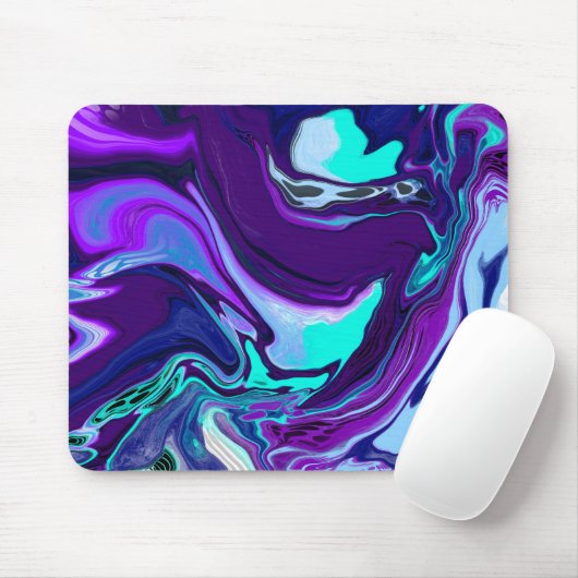 Lila und Aquamarine Abstrakte digitale Fluid Art Mousepad (Mit Mouse)