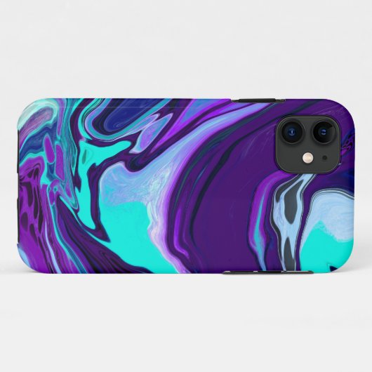 Lila und Aquamarine Abstrakte Fluid Art Case-Mate iPhone Hülle (Rückseite (Horizontal))