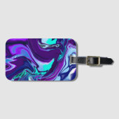 Lila und Aquamarine Abstrakte Fluid Art Gepäckanhänger (Vorderseite (Horizontal))