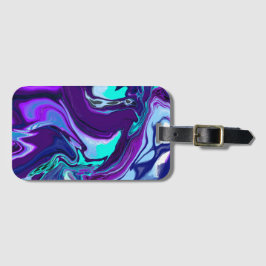 Lila und Aquamarine Abstrakte Fluid Art Gepäckanhänger