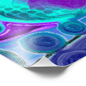 Lila und Aquamarine Abstrakte Pour-Malerei Fotodruck (Ecke)