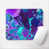 Lila und Aquamarine Abstrakte Pour-Malerei Mousepad (Mit Mouse)