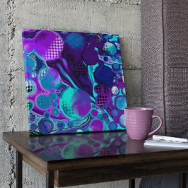 Lila und Aquamarine Abstrakte Pour-Malerei Poster