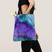 Lila und Aquamarine Alkoholtinte Abstrakte Kunst Tasche (Von Nahem)