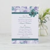 Lila und Aquamarine Blaue Blume - Einladung zur Ho (Stehend Vorderseite)