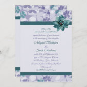 Lila und Aquamarine Blaue Blume - Einladung zur Ho (Vorne/Hinten)