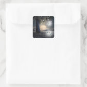 Lila und Aquamarine Blaue Libelle Quadratischer Aufkleber (Tasche)