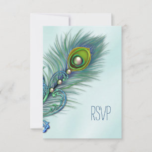Lila und Aquamarine Blue Peacock UAWG RSVP Karte
