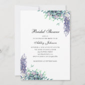 Lila und aquamarine Blume. Brautdusche Einladung (Vorderseite)