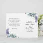 Lila und aquamarine Blume. Hochzeitsprogramm gefal (Stehend Vorderseite)