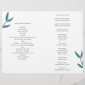 Lila und aquamarine Blume. Hochzeitsprogramm gefal (Rückseite)