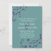 Lila und Aquamarine Blumenwirbel Einladung (Vorderseite)