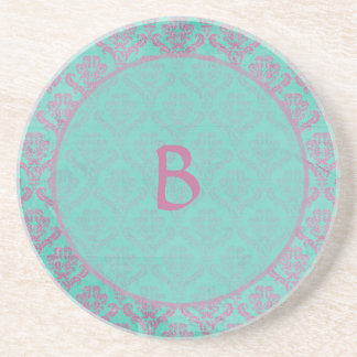 Lila und Aquamarine Damaske Personalisiert Drink U Untersetzer