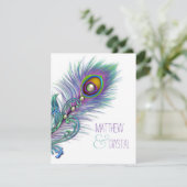 Lila und Aquamarine Einladung zum Hochzeitsfeiern (Stehend Vorderseite)