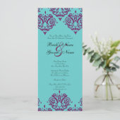 Lila und Aquamarine Einladung zur Hochzeit (Stehend Vorderseite)