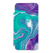 Lila und Aquamarine Fluid Art Marbella Kunst Incipio iPhone Geldbeutel-Hülle (Folio Vorderseite)