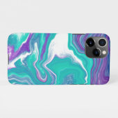 Lila und Aquamarine Fluid Art Marbella Kunst iPhone Hülle (Rückseite (Horizontal))