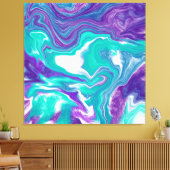 Lila und Aquamarine Fluid Art Marmor Leinwanddruck (Insitu (Wohnzimmer))