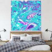 Lila und Aquamarine Fluid Art Marmor wie Blasen Leinwanddruck (Insitu (Schlafzimmer))