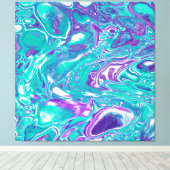 Lila und Aquamarine Fluid Art Marmor wie Blasen Leinwanddruck (Insitu (Holzboden))