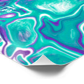 Lila und Aquamarine Fluid Art Marmor wie Blasen Poster (Ecke)