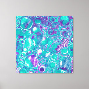 Lila und Aquamarine Fluid Art Marmor wie Bubbles C Leinwanddruck