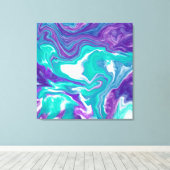 Lila und Aquamarine Fluid Art Marmor wie Leinwand  (Insitu (Holzboden))