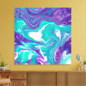 Lila und Aquamarine Fluid Art Marmor wie Leinwand  (Insitu (Wohnzimmer))