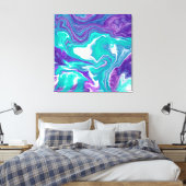 Lila und Aquamarine Fluid Art Marmor wie Leinwand  (Insitu (Schlafzimmer))