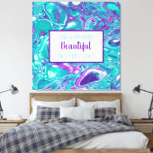 Lila und Aquamarine Fluid Art Marmor wie Zitat Leinwanddruck (Insitu (Schlafzimmer))